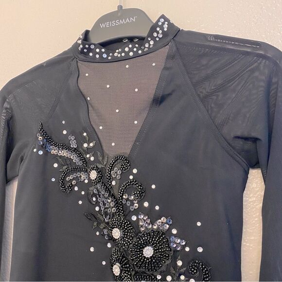 Weissman solo custom Dance costume black Long Poet Sleeve Leotard MT11817 MC - Picture 5 of 14